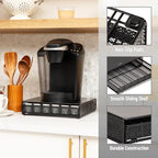 Mind Reader Single Serve Coffee Pod Drawer, 36 Pod Capacity, Countertop Organizer, Removable Dividers, Metal, Black - style: Square 36 Capacity