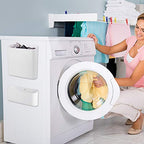 Picowe Magnetic Laundry Storage, Lint Holder Bin for Laundry Room, Space-Saving Trash Container Hanging on Dryer, Washer or Wall Mount Trash Bin (Gray White) - size: M - White
