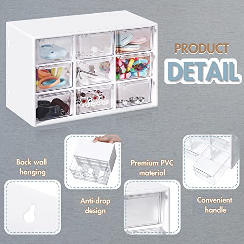 Amyhill 6 Pcs Mini Drawer Organizer Small Organizer with 9 Drawers Plastic Desktop Craft Storage Box for Office Home Room Jewelry Cosmetics Collection(White) - color: White