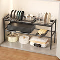 Mustorn Pots and Pans Organizer Under Cabinet, Expandable 2 Tier Under Sink Organizers and Storage Adjustable Height Kitchen Pot and Pan Lid Holder Rack with 12 Dividers Under Cabinet Shelf(Black) - size: 4panels &2 pot rack-2 Tier