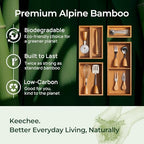 keechee 6-Piece Bamboo Drawer Organizer Set, 2.2" Deep Multi-Use Organizers for Utensils, Silverware, Cutlery, Desk, Bathroom, Junk Drawer & Makeup, Non-Slip Feet Included. - size: Bundle: 10 Slots (Expandable) + 5 Pc Set