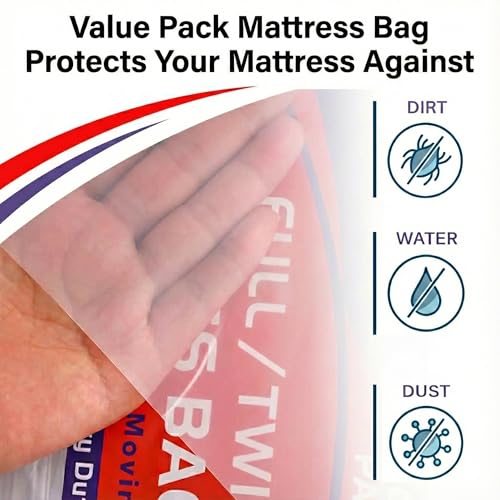 2 PK 4Mil Heavy Duty Full/Twin XL/Twin Mattress Bags for Moving,Clear Plastic Mattress Bags for Storage, Full/Twin Mattress Cover for Moving - size: Full/Twin XL,2 Pack, style: Heavy-Duty Protection (4 Mil Thick)
