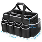 HODRANT Extra-Large Wearable Cleaning Caddy, Organizer Bag for Products, Housekeeper Tote With Pad, Handle & Divider, Car Wash Tools Bag for Detailing Supplies, Gray Edge - color: Black with gray edge
