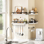 AMADA HOMEFURNISHING Bathroom Shelves with Towel Bar, Floating Shelves, Wall Shelves for Bathroom/Living Room/Kitchen/Bedroom, White, Set of 2 - AMFS01W - color: White