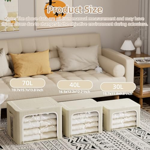 FHSQX 8 Pack Clothes Storage Bins - Foldable Storage Bins for Clothes Fabric Storage Box with Metal Frame (Beige, 15.7x11.8x9.8 inch) - color: Beige, size: 15.7x11.8x9.8 inch