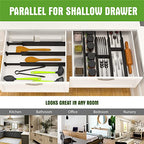 ANTOWIN 10pack Bamboo Drawer Dividers, Expandable Drawer Separators Splitter, 17-22 inches Adjustable Spring-loaded Organizer for Large Utensil, Clothes, Tools Drawers(Black) - color: Black