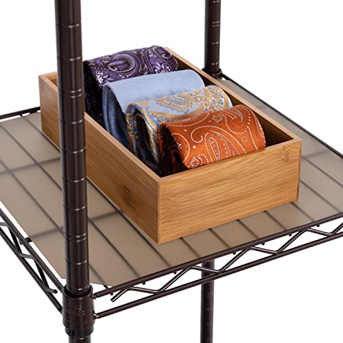 Seville Classics Closet Garment Organizer with Metal Hanging Rod Wardrobe Storage System, w/ Steel Shelves for Clothes, Shirts, Jackets, Coats, Blankets, Shoes, Satin Bronze, Expandable Rack - color: Satin Bronze