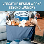 CleverMade Collapsible Laundry Basket 2 Pack – 60L (16 Gal) Foldable Clothes Hamper with Reinforced Handles, Space Saving Fabric Laundry Bin, Holds 55 lbs, Flat Folding for Dorm, Apartment & RV - Denim - color: Denim Gray