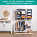 HOLDN’ STORAGE Hanging Closet Organizer with Garment Rod – Heavy Duty 4-Shelf Hanging Shelves for Clothes, Sweaters & Shoes, Reinforced 600D Fabric Storage Unit with Built-in Clothing Rod, Grey - size: 4 Shelves