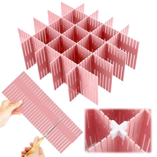 Blosssound 15 Pcs 5.12 Tall Drawer Divider Adjustable Drawer Organizer DIY Ultra Deep Storage Organizer Separator with Fixed Buckle for Underwear Socks Dormitory Office Kitchen Bedroom(Pink) - color: Pink