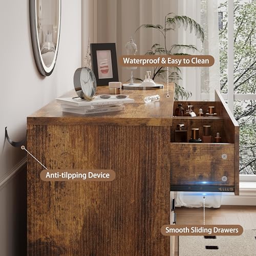 Xixini Dresser for Bedroom, 6 Drawer Wide Modern Chest of Drawers with X-Shaped Sturdy Base, Wood Double Dresser Closet Clothes Storage Organizer, Wooden TV Stand for Living Room, Hallway, Brown - color: Brown, size: 15.6"D x 47.2"W x 29.5"H (6 Drawers)