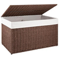 OIAHOMY Storage Basket with Lid, 27.7 Gallon (105L) Blanket Basket with Removable Separated Liner Bag, Paper Rope Hamper with Handle, Foldable, Shelf Basket for Living Room, Brown - color: Brown
