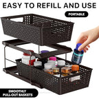 Simple Houseware 2 Tier Bathroom Organizer Tray Pull-Out Sliding Drawer, Under Sink Storage, Brown - color: Brown
