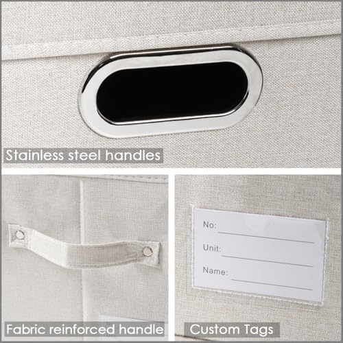 PRANDOM Large Collapsible Storage Bins with Lids [3-Pack] Fabric Foldable Storage Boxes Organizer Containers Baskets Cube with Cover for Home Bedroom Closet Office Beige(17.3x11.8x11.8) - color: Beige, size: L(3-Pack)