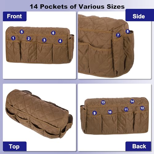 uxcell Sofa Armrest Organizer Non-Slip Armchair Caddy Waterproof Couch Remote Holder Organizers with 14 Pockets for TV Remote Control Cell Phone Magazines Sofa Organization, Navy Blue - color: Navy Blue