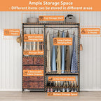 Auromie Clothes Rack with 5 Drawers & 4 Storage Shelves, 59.1W*70.9H Heavy Duty Clothing Rack with 2 Hanging Rods, Wardrobe Closet Organizer System with 5 Hooks, Freestanding Garment Rack (Rustic) - color: Rustic