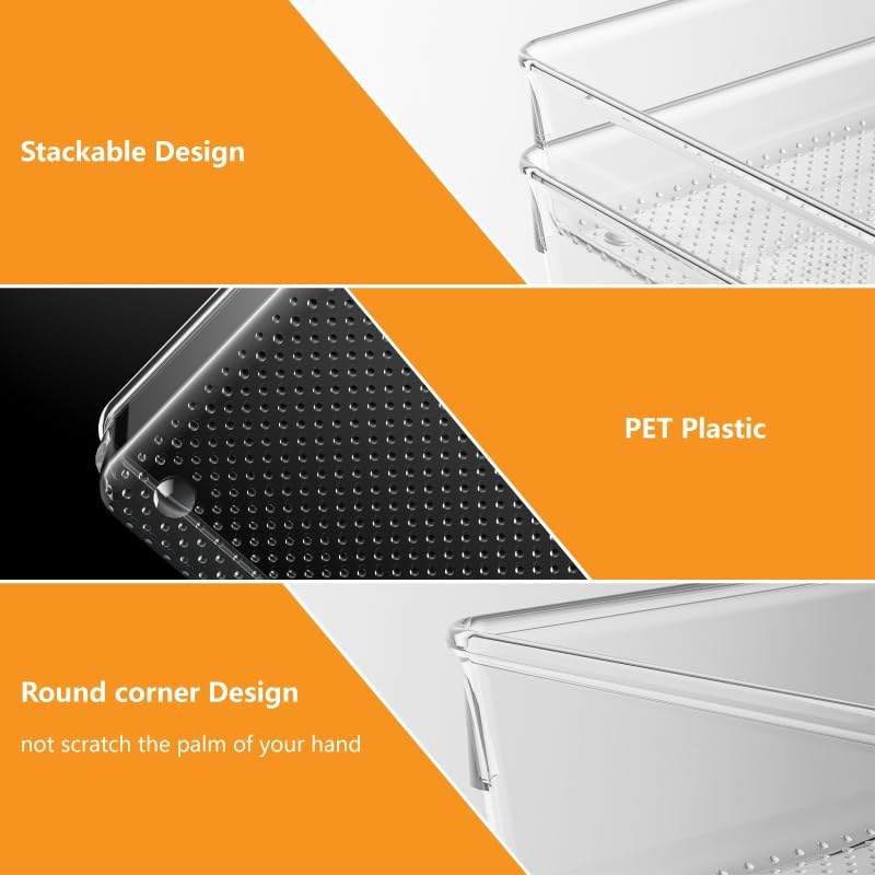 Clear Plastic Drawer Organizer Set for Kitchen, Bathroom, Office, Cosmetics & Tools - Multifunctional Storage Trays with Adjustable Dividers, Space-Saving Transparent Design (Clear, 9 Pcs) - size: 9 Pcs