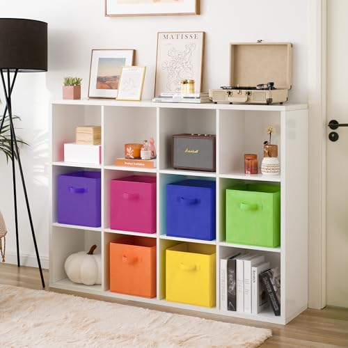 GRANNY SAYS 11 Inch Cube Storage Bins, Colorful Cube Storage Organizer, Fabric Storage Bins, Storage Cubes for Shelves, Closet, Toy Storage Bins for Kids Room, Play Room, Rainbow, 6-Pack - color: Rainbow, size: 11 Inch-6 Pack