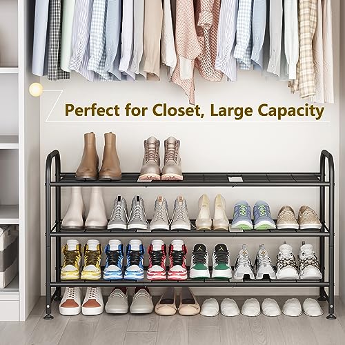 LINZINAR Shoe Rack 3 Tier Long Metal Shoe Organizer for Closet Entryway Black - color: Black, size: 3-Tier