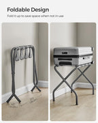 SONGMICS Luggage Rack for Guest Room, Set of 2 Suitcase Stands, Foldable Steel Frame, for Hotel, Bedroom, Holds up to 110 lb, 27.2 x 15 x 20.5 Inches, Slate Gray URLR001G02 - color: Slate Gray, style: Basics