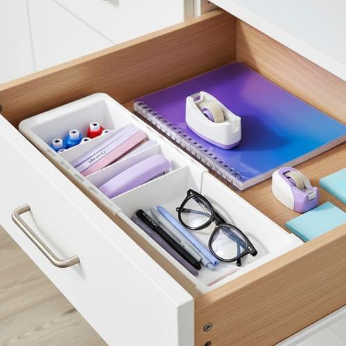 2 PCS Sliding Drawer Tray with Adjustable Dividers, Expandable Kitchen Storage Organizer, Sliding Drawer Bin, Expandable Drawer Organizer, Drawer Organizer Trays For Utensils, Flatware, Junks