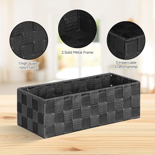 Posprica Woven Baskets, Storage Baskets for Organizing (Set of 8), Cube Baskets Bin Container Matching Storage Boxes Organizers for Pantry, Office, Shelves, Media-room - color: Black-8pcs