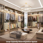 Aheaplus Closet System - 8FT Organizer with 3 Wooden Drawers, Fits 5.3-9 ft Walk-in Closet, White Oak - color: White Oak