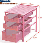Simple Houseware Stackable 3 Tier Sliding Basket Organizer Drawer, Pink - color: Pink, size: 3-Tier