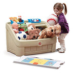 Step2 2-in-1 Toy Box & Art Lid, Kids Toy Storage Bin & Organizer, Easel & Chest in One, Made of Durable Plastic, For Toddlers 2+ Years Old, Tan - color: Tan