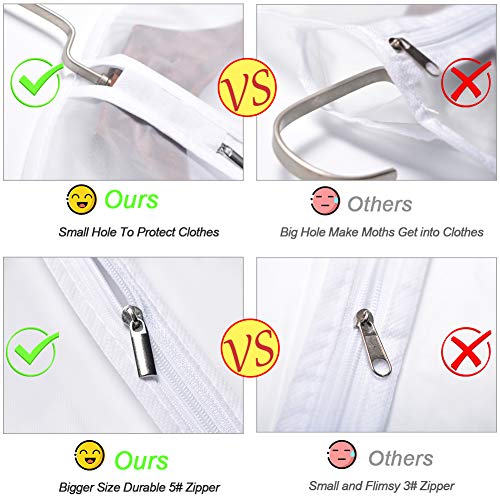 Garment Bags for Hanging Clothes 24'' x 40'' (Set of 6) suit bags for closet storage Covers for Closet with Study Full Zipper for Jacket Storage Clothes and Travel - color: Black-Translucent, size: 24''X40''-6P