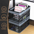 20 L Collapsible Shopping Basket, plastic basket, Basket with Handle, M (Black) - color: Black