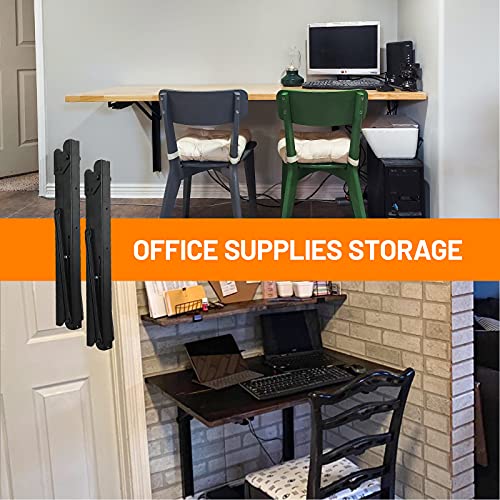 Wallmaster 24inch Folding Shelf Brackets Garage Heavy Duty Steel Max Load 500lb Floating Wall Mounted Collapsible Shelf Bracket Space Saving (Pack of 2, No Board) - style: 2 Pack