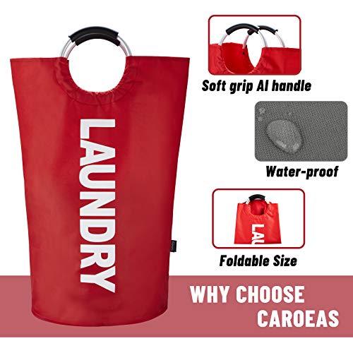 Caroeas 90L Laundry Basket (13 Colors), Waterproof Laundry Hamper, Laundry Bag with Padded Handles, Clothes Hamper Stands Up Well, Collapsible Laundry Basket Easy Storage - color: Red, size: 90L
