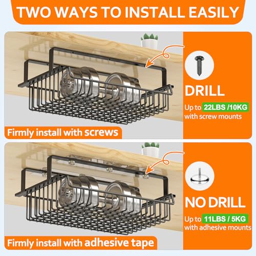 ENONCI Under Desk Drawer, Slide Out Design,No Drill Metal Under Desk Cable Management, Under Table Storage Shelf Tray Basket Under Table Drawer Organizer for Office, Home, Workspace, Cabinet - color: Black