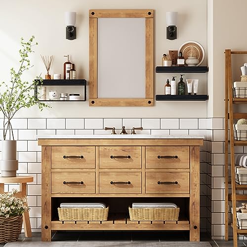 QEEIG Bathroom Shelves Over Toilet - Wall Mounted Floating Shelves Toilet Paper Storage Small Farmhouse Decor Shelf 16 inch Set of 3, Black (019-B3) - color: C. Black, size: 3pcs
