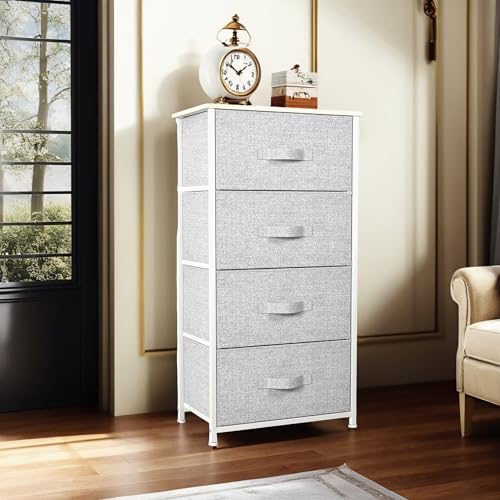 YITAHOME Dresser with 4 Drawers - Fabric Storage Tower, Organizer Unit for Bedroom, Living Room, Hallway, Closets - Sturdy Steel Frame - color: A - Ight Grey Fabric, style: 4-Drawer