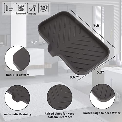 MicoYang Silicone Bathroom Soap Dishes with Drain Spout-Bathroom and Kitchen Sink Organizer,Sponge Holder,Dish Soap Tray,Perfect for Dispenser,Scrubber,Bottle,Cup on Sink or Counter-Coffee 9.6"×5.3" - color: Coffee, size: M(9.6"×5.3")