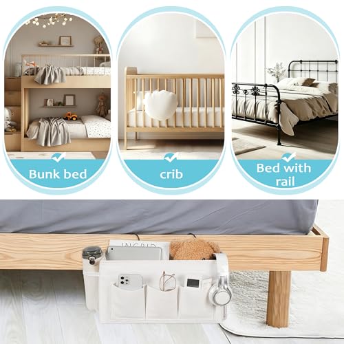 Loghot Bedside Caddy/Bedside Storage Bag Hanging Organizer for Bunk and Hospital Beds,Dorm Rooms Bed Rails,Can be Placed Glasses,Books,Mobile Phones,Keys (New White) - color: 1pc New White