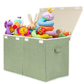 popoly Large Toy Box Chest with Lid, Collapsible Sturdy Toy Bin Storage Organizer Boxes Baskets for Kids, Boys, Girls, Nursery, Playroom, 25"x13" x16" - color: Large Green