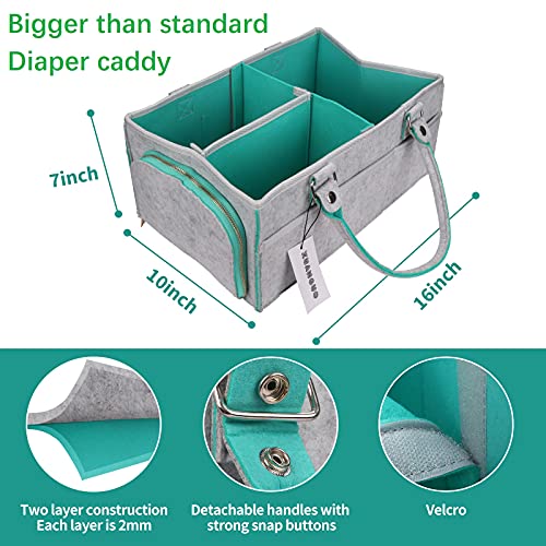 Baby Diaper Caddy Organizer for Boy or Girl Large Nursery Storage Bin Basket Portable Holder Tote Bag for Changing Table and Car Baby Shower Gifts Newborn Essentials Stuff Registry Must Haves Item - color: green