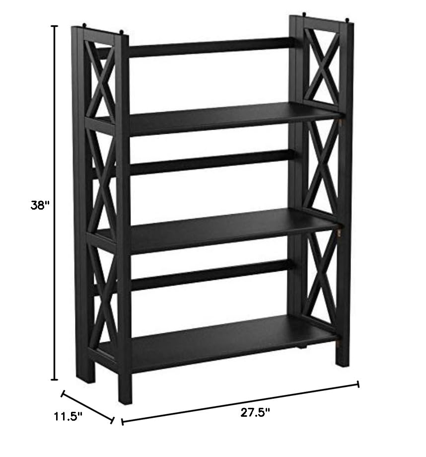 Casual Home Montego 3-Shelf Folding Bookcase, Black - color: Black, size: 3-Shelf Stackable