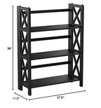 Casual Home Montego 3-Shelf Folding Bookcase, Black - color: Black, size: 3-Shelf Stackable