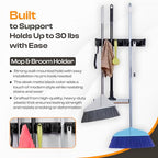 Heavy Duty ABS Plastic Broom Holder with 5 Slots and 6 Hooks | Wall Mount Mop and Broom Hanger | Waterproof Broom Organizer with Screws| Wall Mount Tool Organizer for Garage Storage - size: 5 Slots & 6 Hooks