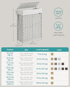 SONGMICS Slim Laundry Hamper with Lid, 14.5 Gallon (55L) Rattan Clothes Laundry Basket with Lid and Handles, Foldable, Removable Liner, Cloud White ULCB164W01 - color: Cloud White, size: 55 L