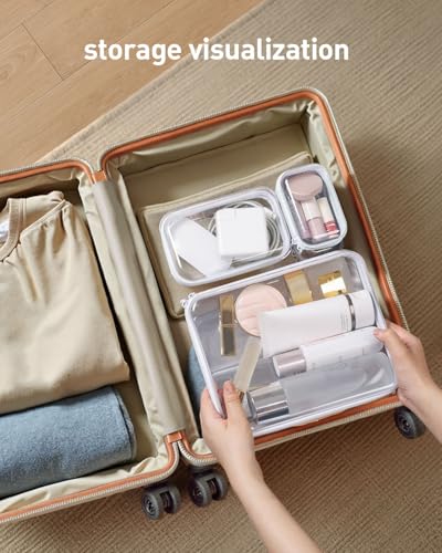 CoiiJoii Zippered Pouch Hard, Clear Zippered Hard Pouch, Stackable Storage Bins, Portable Clear Bin Zipper (White, Large-6pcs) - size: L-6PCS