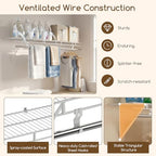 COSTWAY Closet Shelves Wall Mounted, Closet Shelf with Hanging Rod, Ventilated Metal Wire Shelving Kit, Wire Wall Shelf for Laundry Room, Bedroom, Home, Mounting Accessories Included (4 ft x 12 in) - size: 4 ft x 12 in