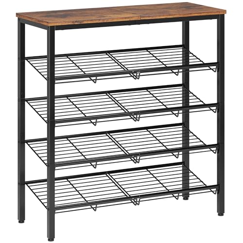 Nunsino Shoe Rack for Closet,5 Tier Shoe Organizer for Entryway,Shoe Shelf with Storage Shelves and Spacious Top,Max Holds 20 of Shoes,Rustic Brown - color: Rustic Brown, size: 5 Tier