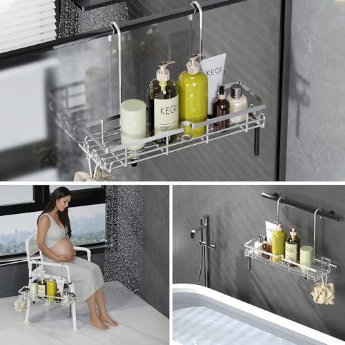 KEGII Shower Caddy Hanging on Towel Bar/Handrails/Shower faucet - Shower Rack Hanging Organizer, Bathroom Shower Curtain Caddy non-Slip
