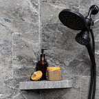 Palisade Vinyl Waterproof Corner Shower Shelf in Spanish Marble - color: Spanish Marble