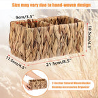 BTSKY Handwoven Remote Control Holder for Table, Natural Water Hyacinth Remote Organizer Caddy Small Wicker Storage Basket, 2-Compartment Office Supplies Desk Organizer Rustic Makeup Brushes Holder - size: 2-Slot